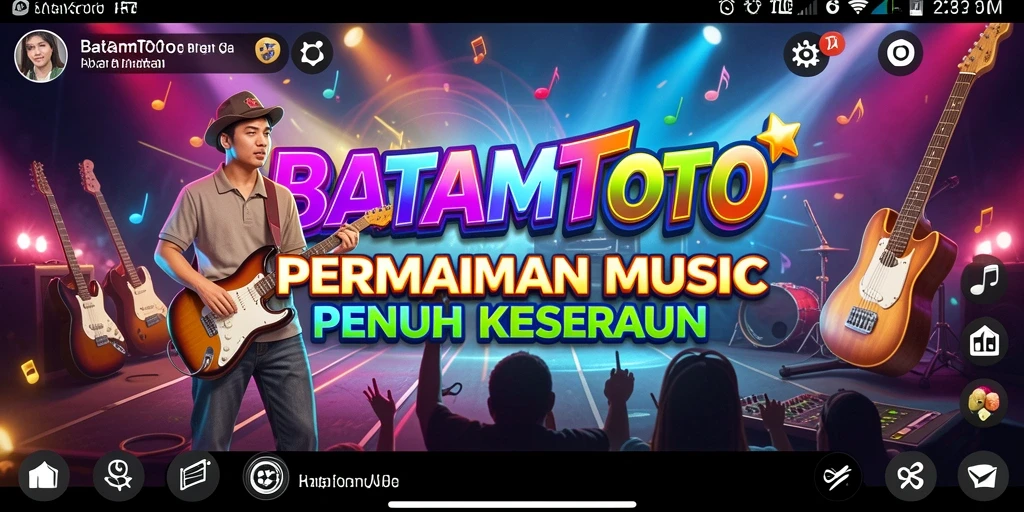 Tangkapan layar utama BATAMTOTO menampilkan aksi permainan musik yang seru.
