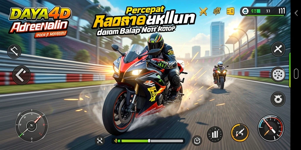 Screenshot gameplay DAYA4D menunjukkan balap motor yang seru dan menegangkan.