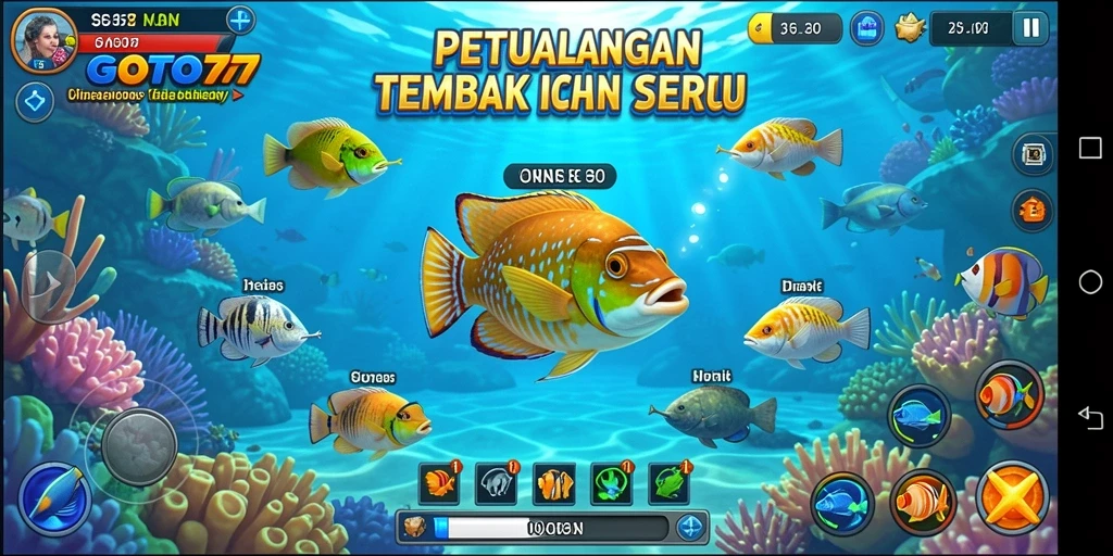 Screenshot menampilkan serunya gameplay Tembak Ikan di GOTO77.