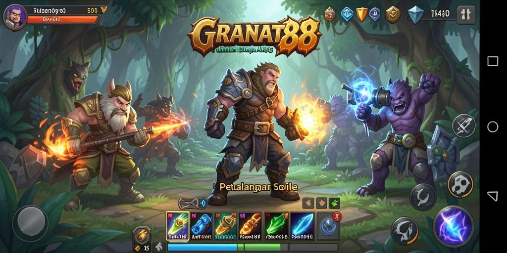 Tampilan gameplay <strong>GRANAT88</strong> yang memukau dengan aksi pertempuran seru.