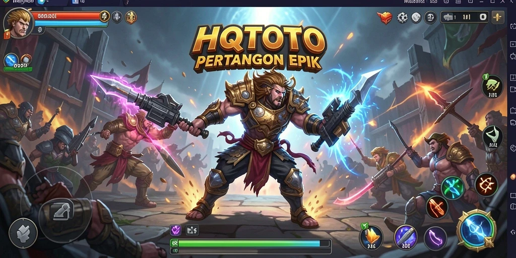 Tangkapan layar gameplay HQTOTO dengan karakter sedang bertarung intens.