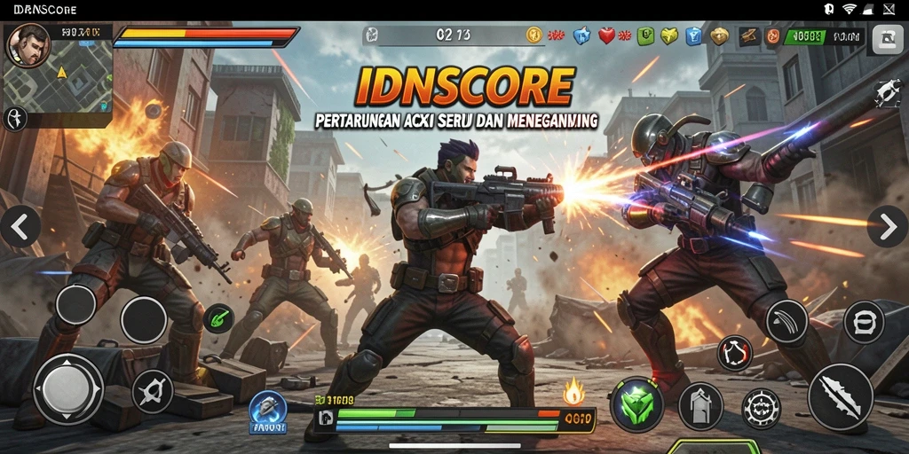 Screenshot gameplay IDNSCORE yang menampilkan aksi seru dalam pertarungan.