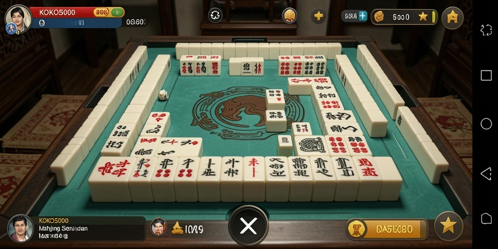 Tampilan gameplay mendebarkan di KOKO5000 dengan tantangan Mahjong yang menarik.