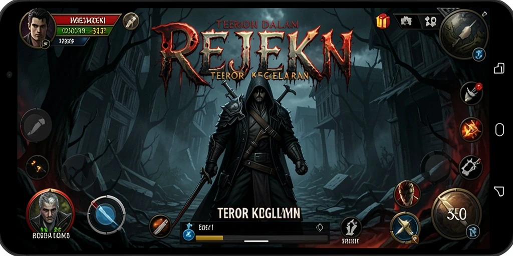 Screenshot gameplay menampilkan suasana kegelapan dan ketegangan REJEKI.