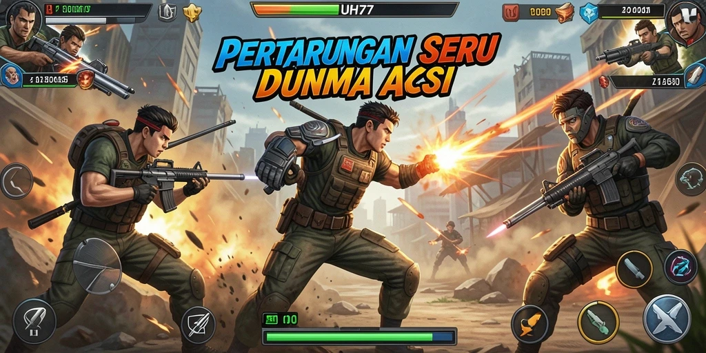 Tangkapan layar dari UH77 yang menunjukkan aksi mendebarkan di battlefield.