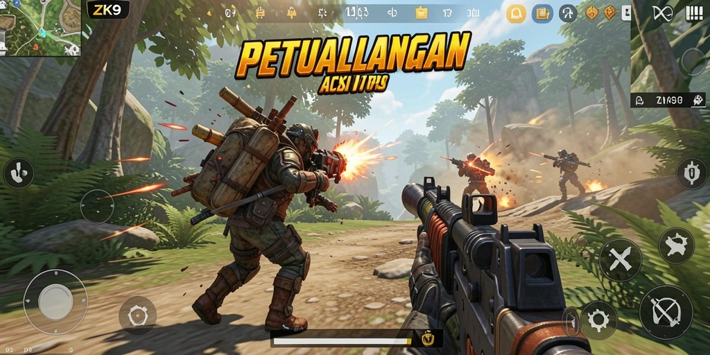 Tampilan gameplay ZK9 dengan aksi seru dan strategi mendalam.